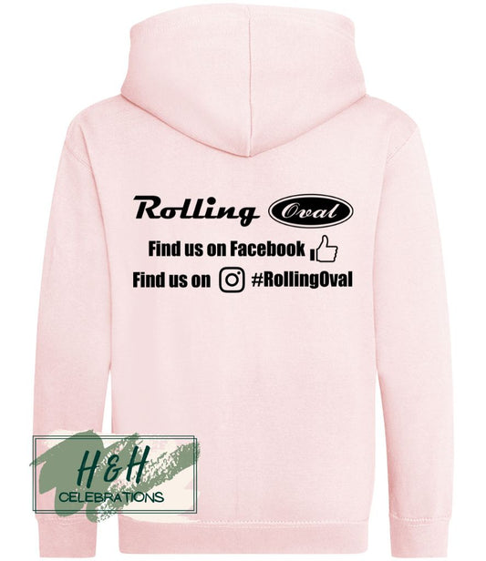 Rolling Oval Zipped Hoodie For Kids - Baby Pink