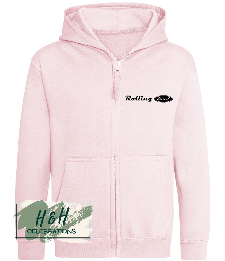 Rolling Oval Zipped Hoodie For Kids - Baby Pink