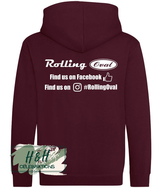 Rolling Oval Zipped Hoodie For Kids - Burgundy
