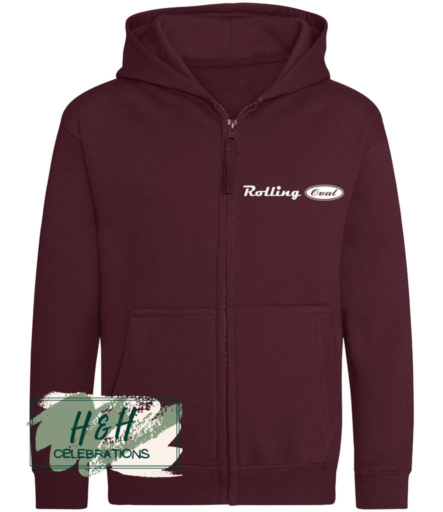 Rolling Oval Zipped Hoodie For Kids - Burgundy