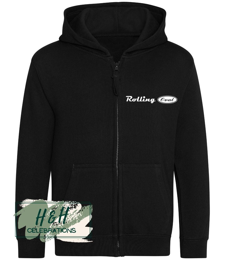Rolling Oval Zipped Hoodie For Kids - Black