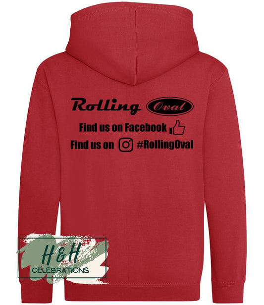 Rolling Oval Zipped Hoodie For Kids - Fire Red