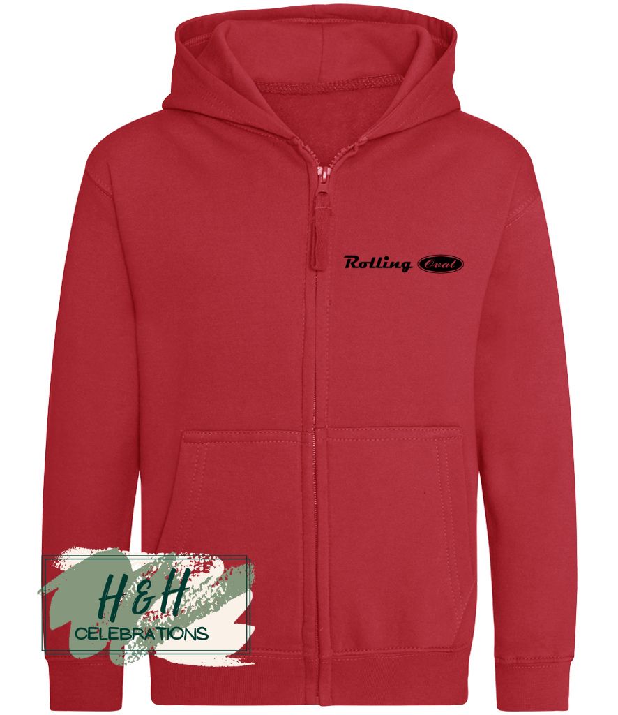 Rolling Oval Zipped Hoodie For Kids - Fire Red