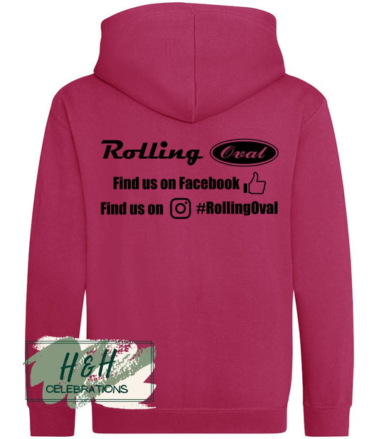 Rolling Oval Zipped Hoodie For Kids - Hot Pink