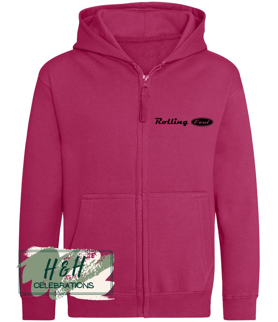Rolling Oval Zipped Hoodie For Kids - Hot Pink