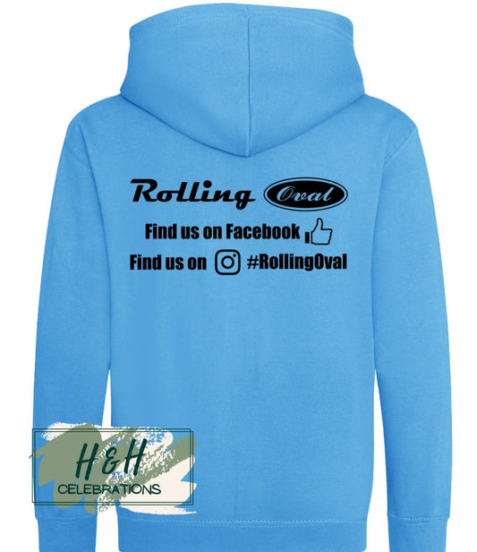Rolling Oval Zipped Hoodie For Kids - Hawaiian Blue