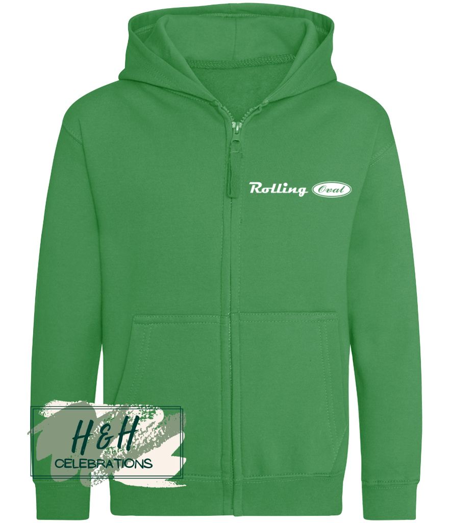 Rolling Oval Zipped Hoodie For Kids - Kelly Green