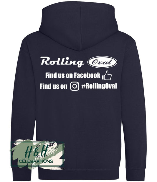 Rolling Oval Zipped Hoodie For Kids - New French Navy