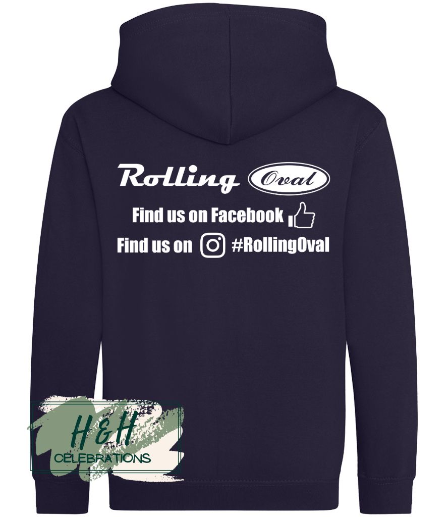 Rolling Oval Zipped Hoodie For Kids - Oxford Navy