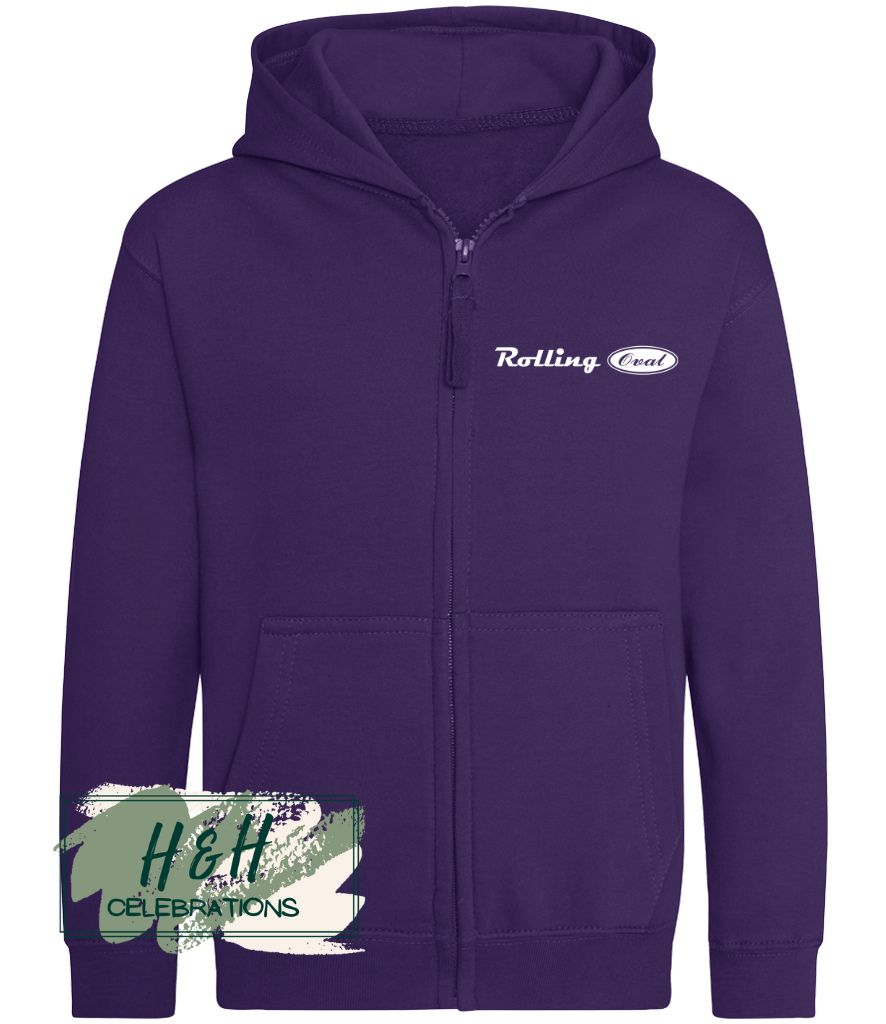 Rolling Oval Zipped Hoodie For Kids - Purple