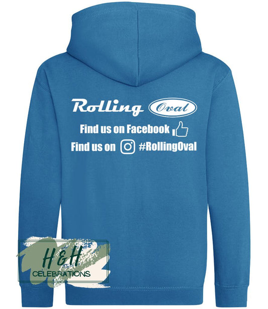 Rolling Oval Zipped Hoodie For Kids - Sapphire Blue