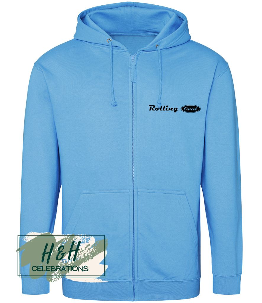 Rolling Oval Zipped Hoodie For Adults - Hawaiian Blue