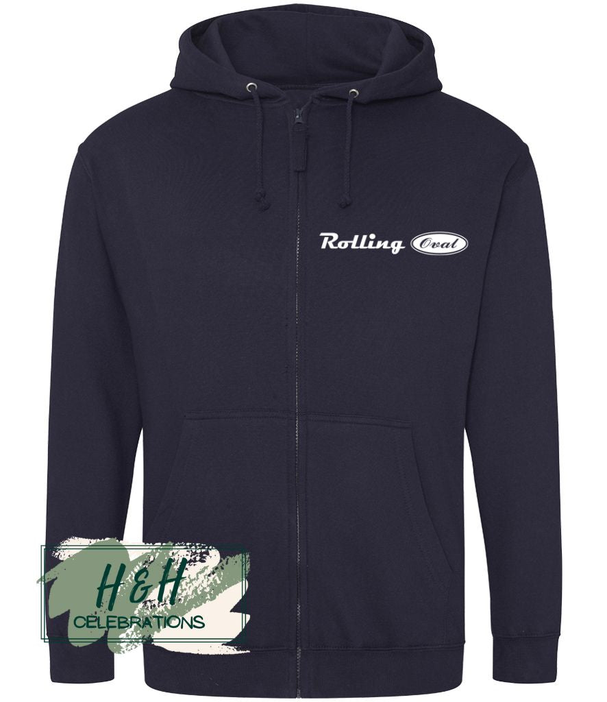 Rolling Oval Zipped Hoodie For Adults - New French Navy