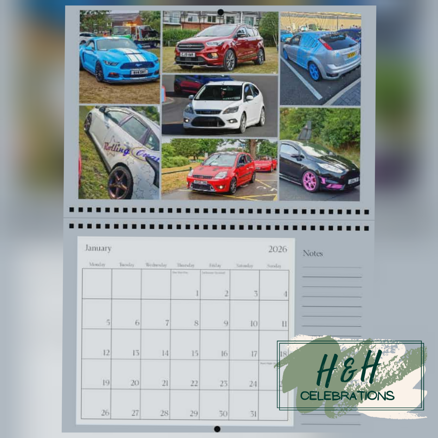 Rolling Oval 2026 A4 Wall Calendar