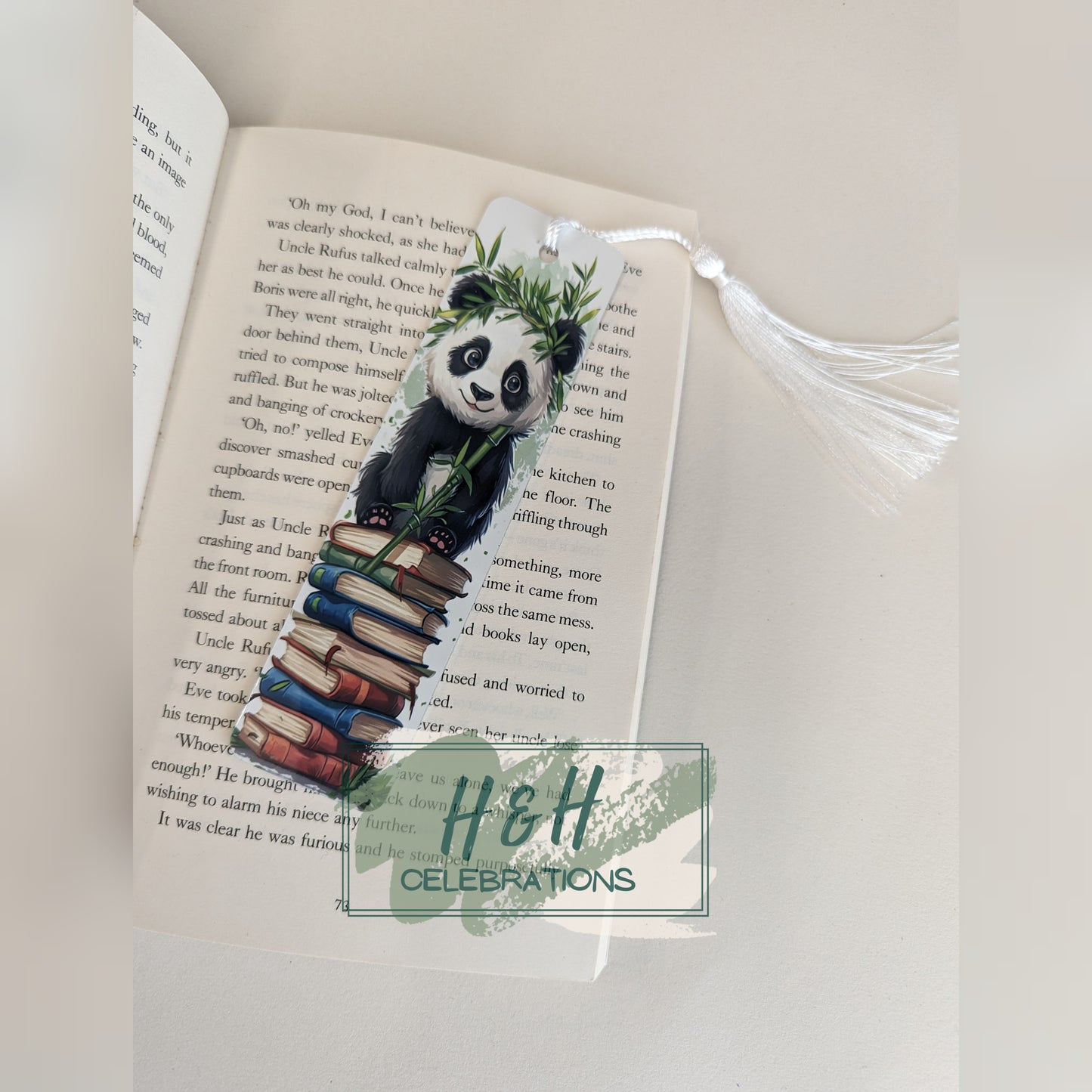 Bamboo Panda Book Stack Bookmark