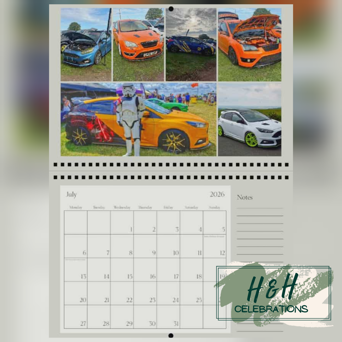 Rolling Oval 2026 A4 Wall Calendar