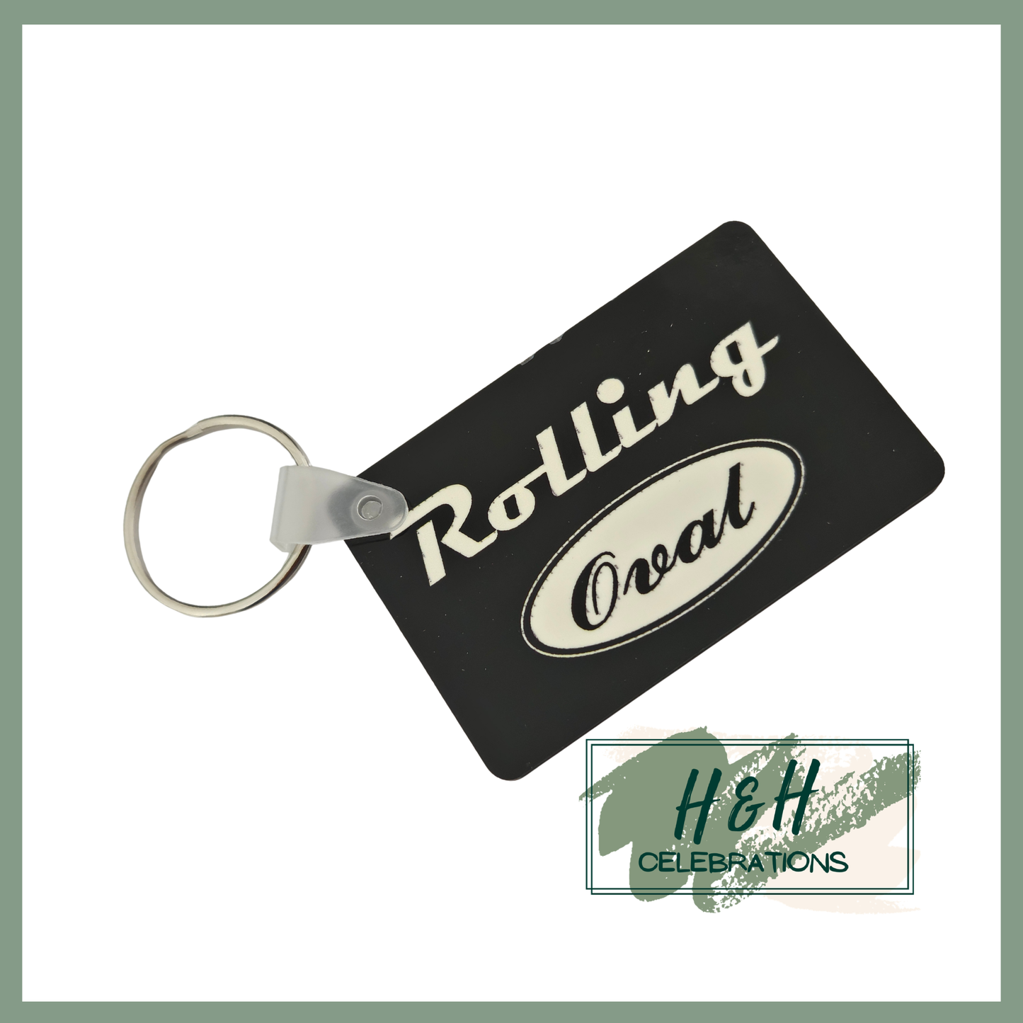 Rolling Oval MDF Keyring - Black