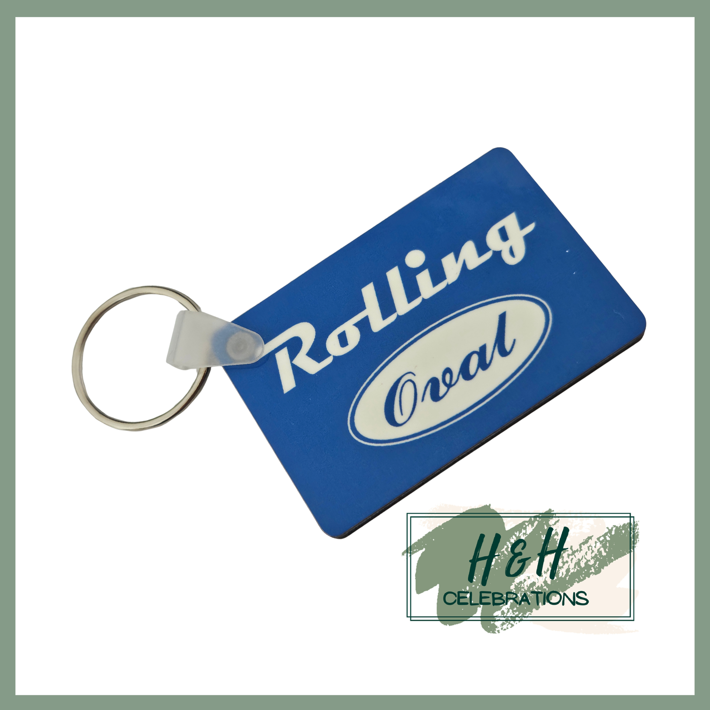 Rolling Oval MDF Keyring - Dark Blue