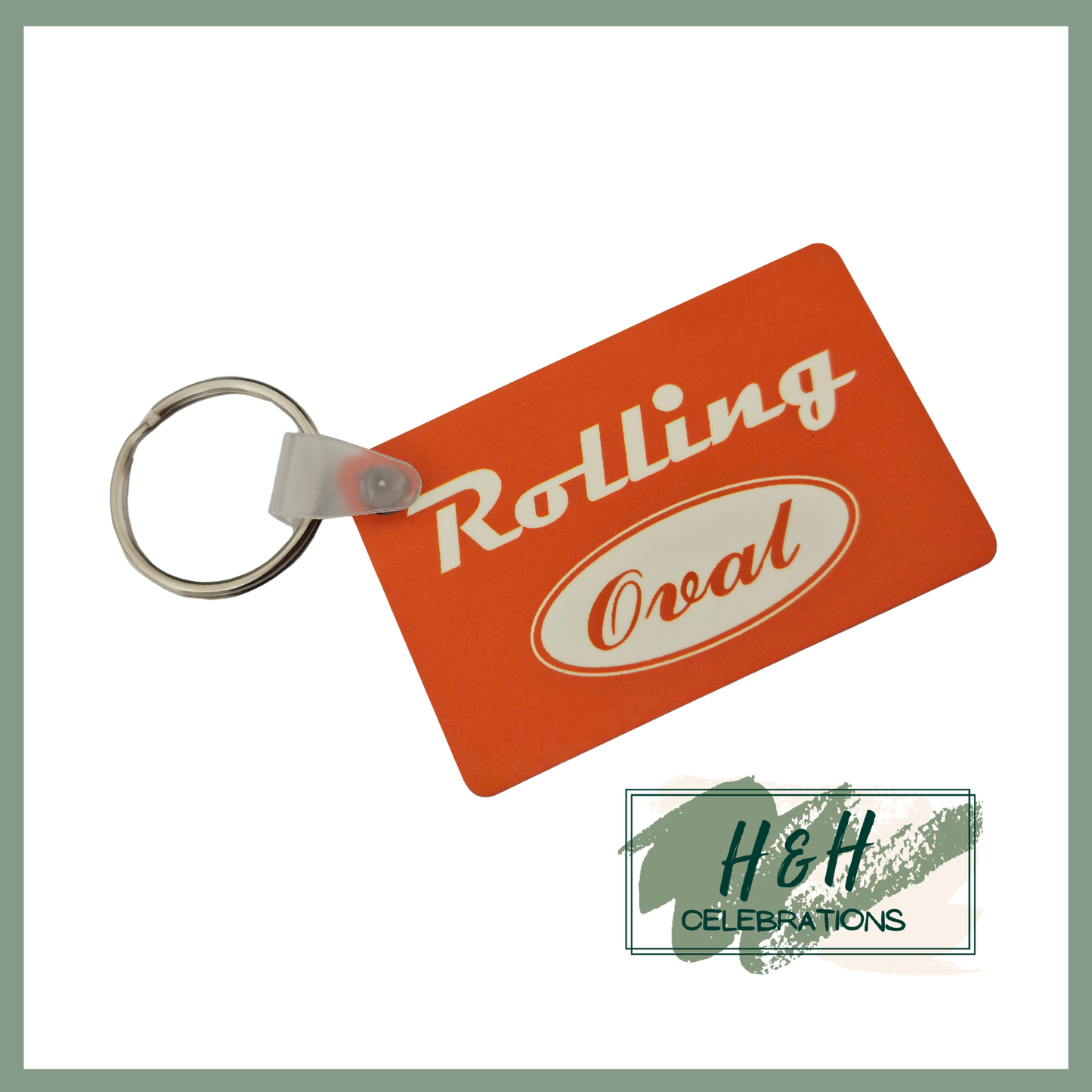 Rolling Oval MDF Keyring - Orange