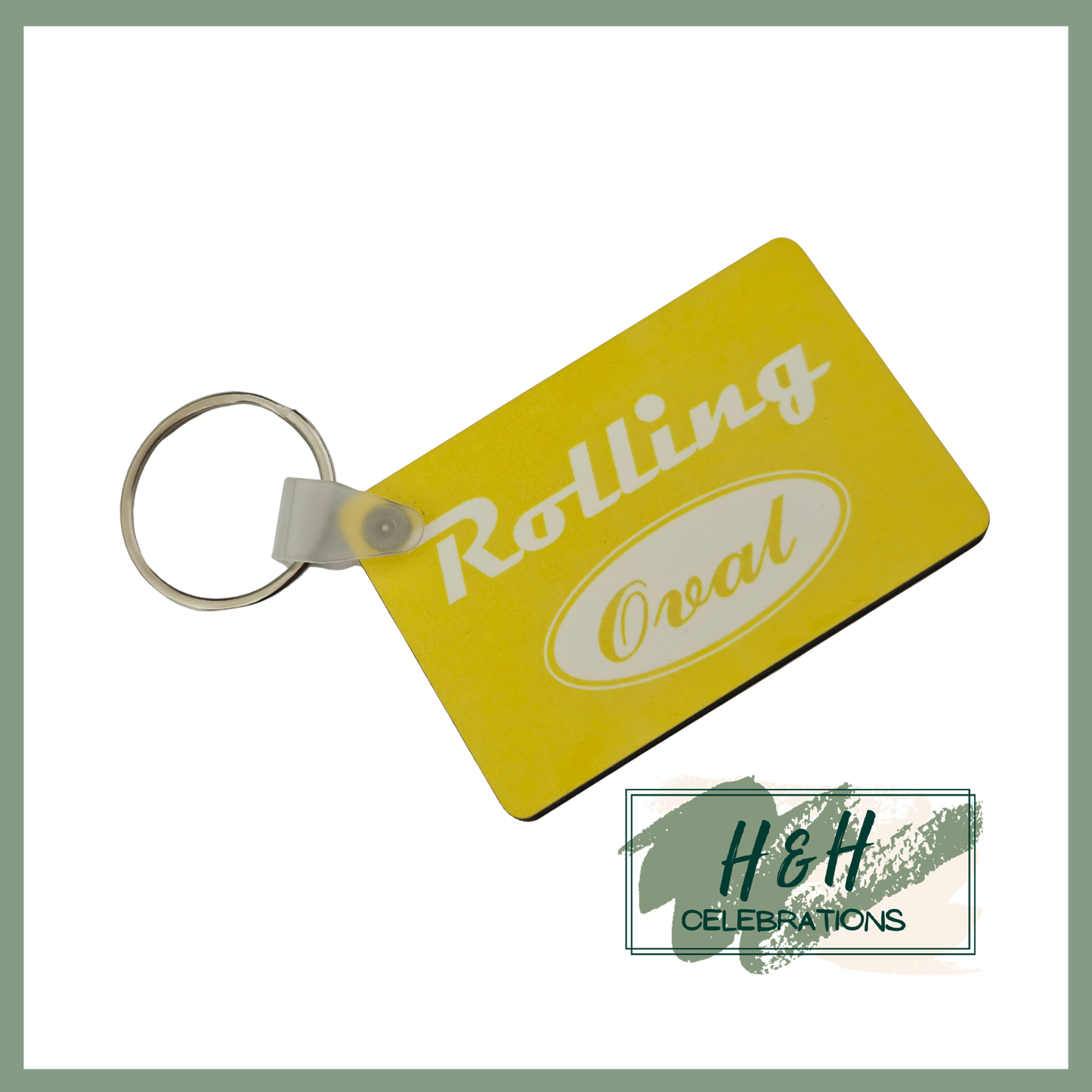 Rolling Oval MDF Keyring - Yellow