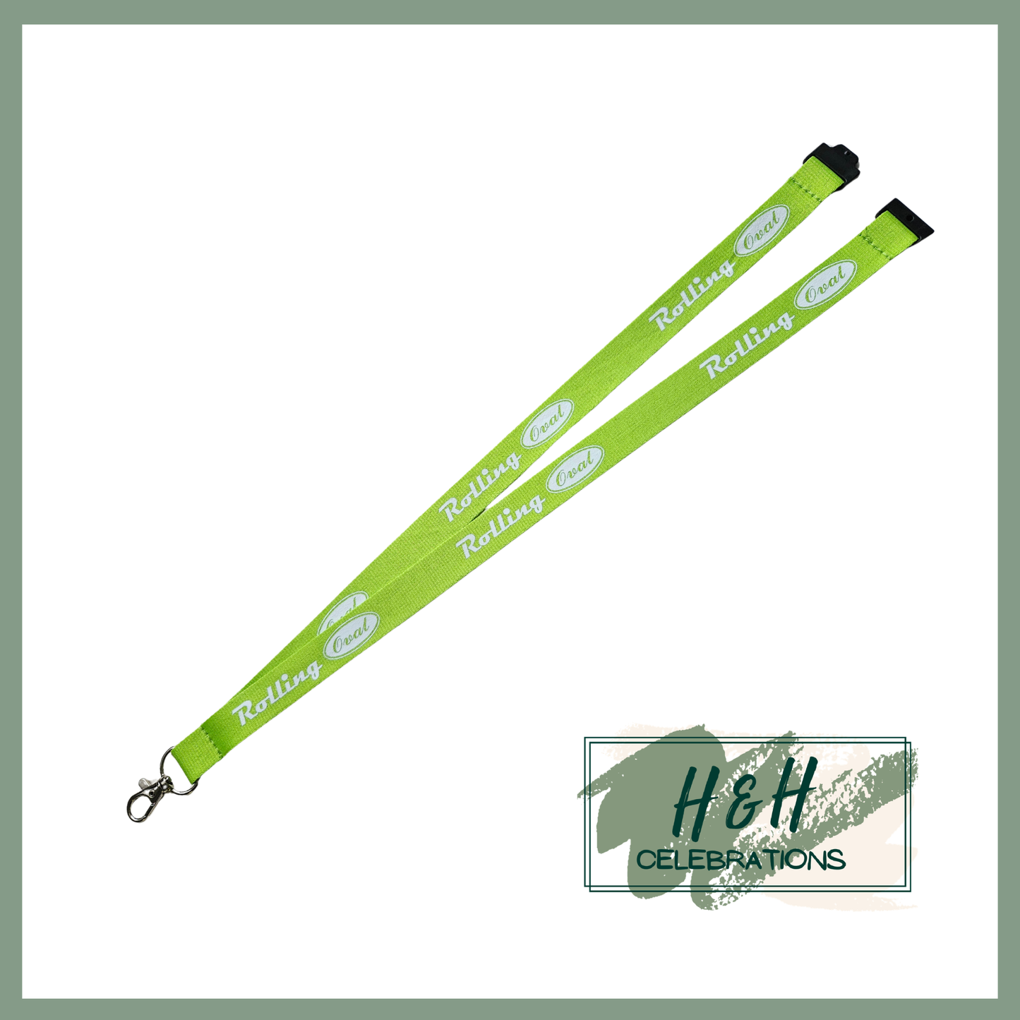 Rolling Oval Lanyard - Lime Green