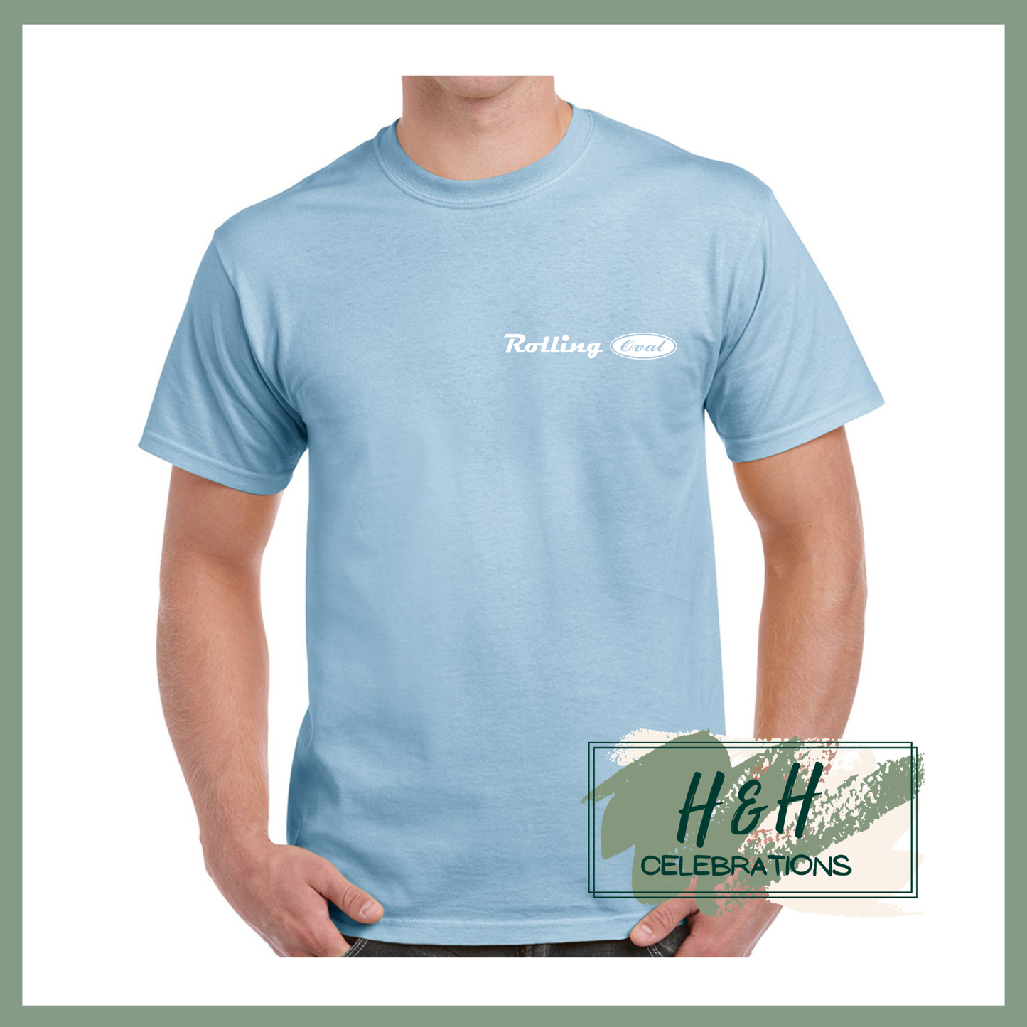 Rolling Oval T-Shirt For Adults - Light Blue