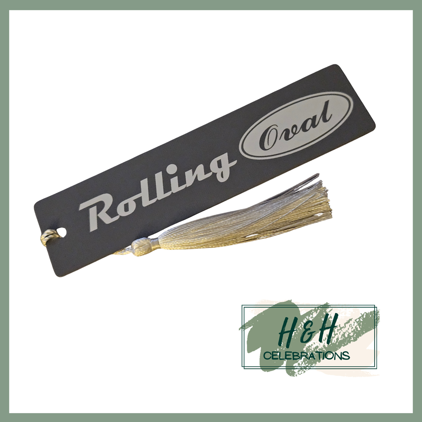 Rolling Oval Aluminium Bookmark - Grey