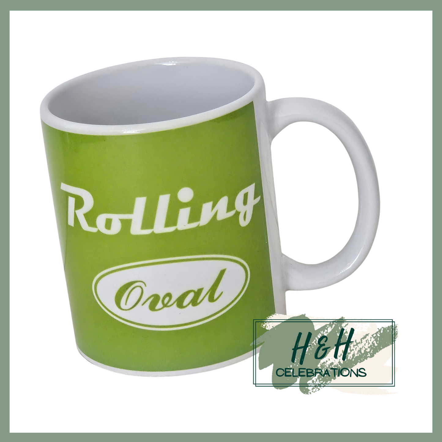Rolling Oval Ceramic Mug - Green