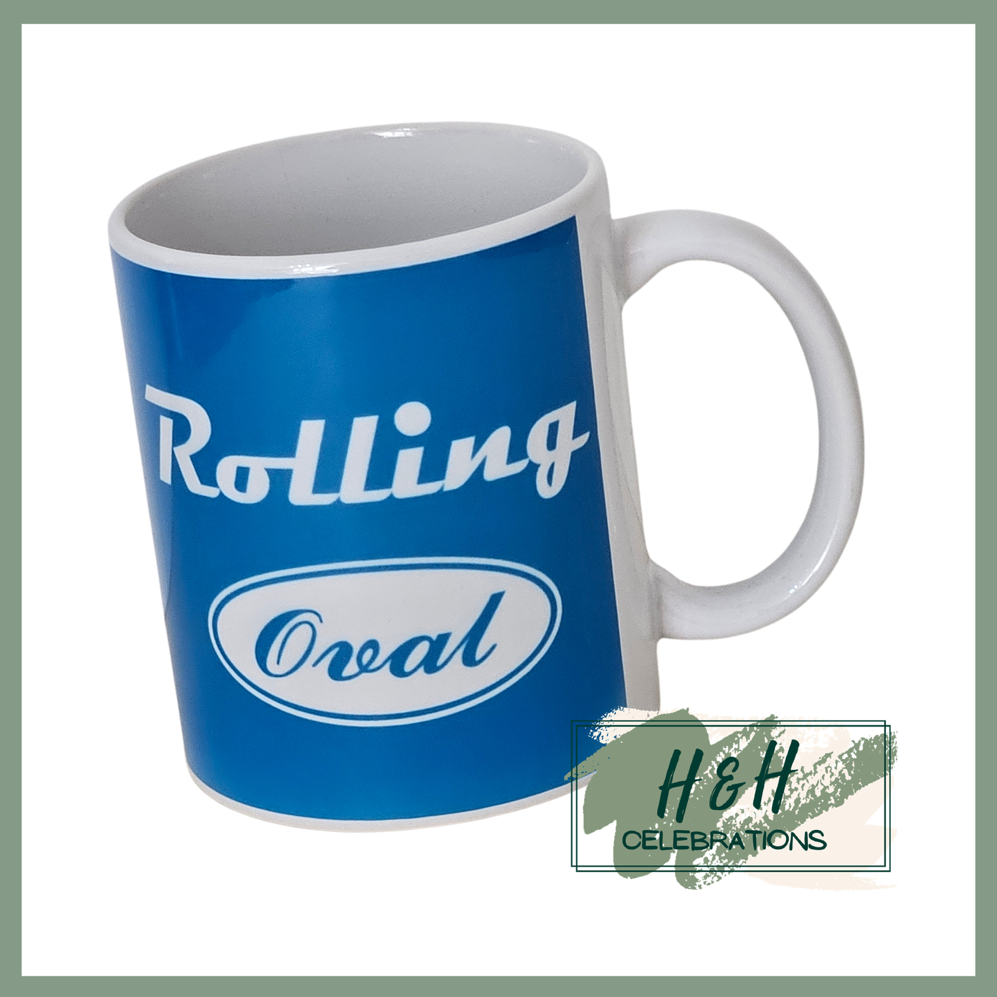 Rolling Oval Ceramic Mug - Light Blue