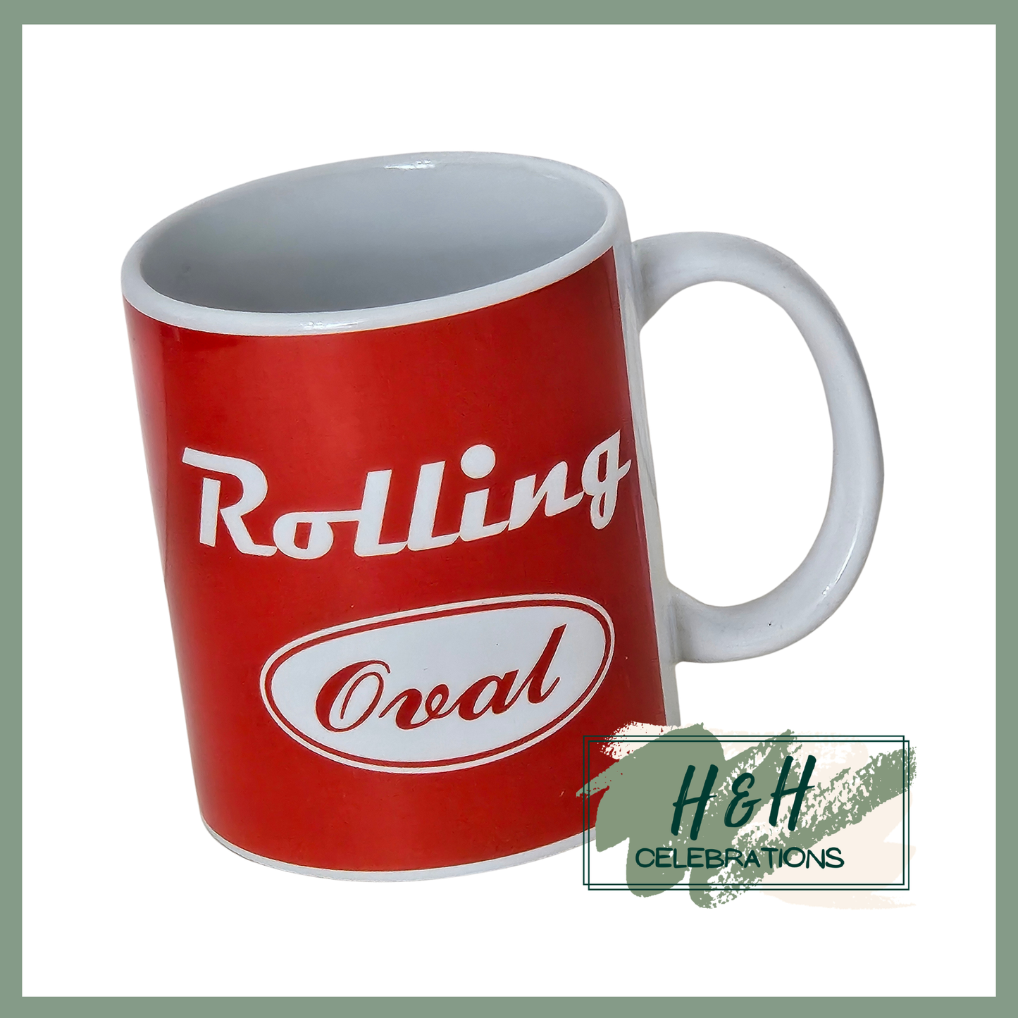 Rolling Oval Ceramic Mug - Red