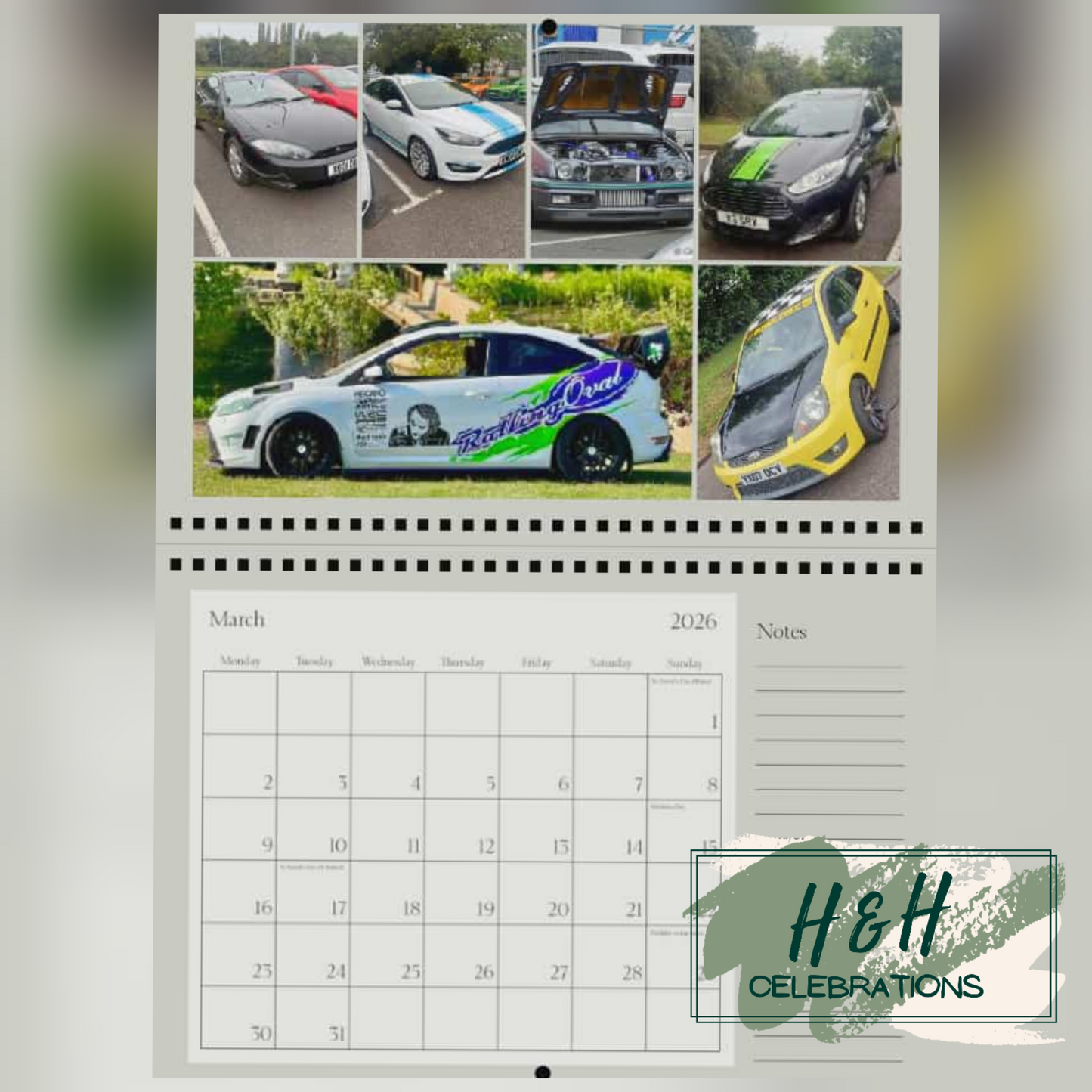 Rolling Oval 2026 A4 Wall Calendar