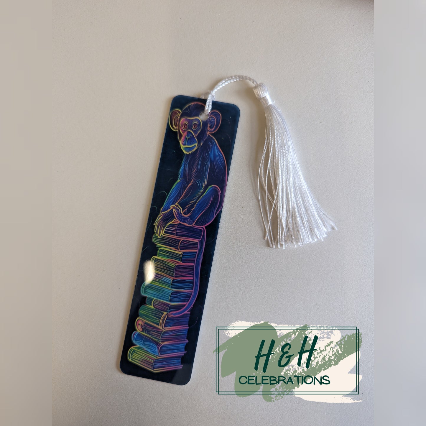 Neon Monkey Book Stack Bookmark