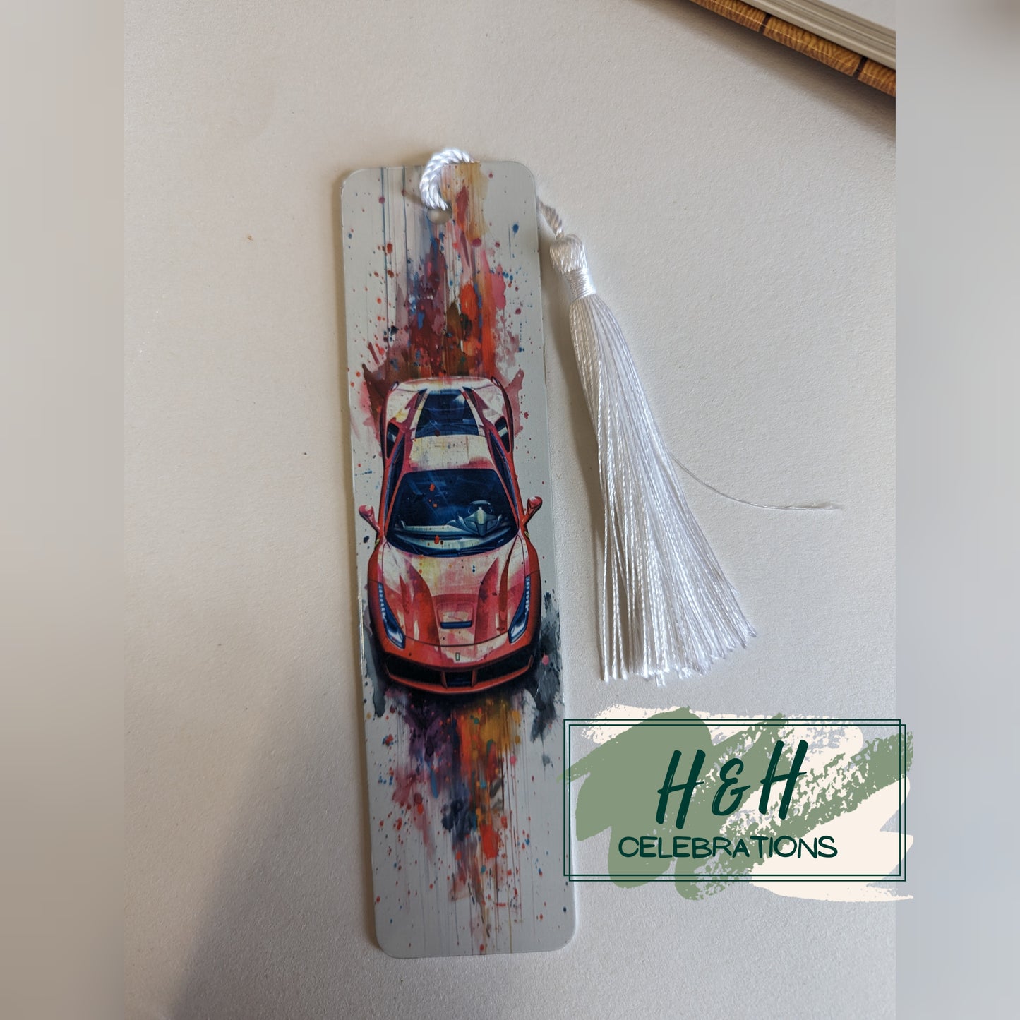 Orange Red Sports Car Bookmark