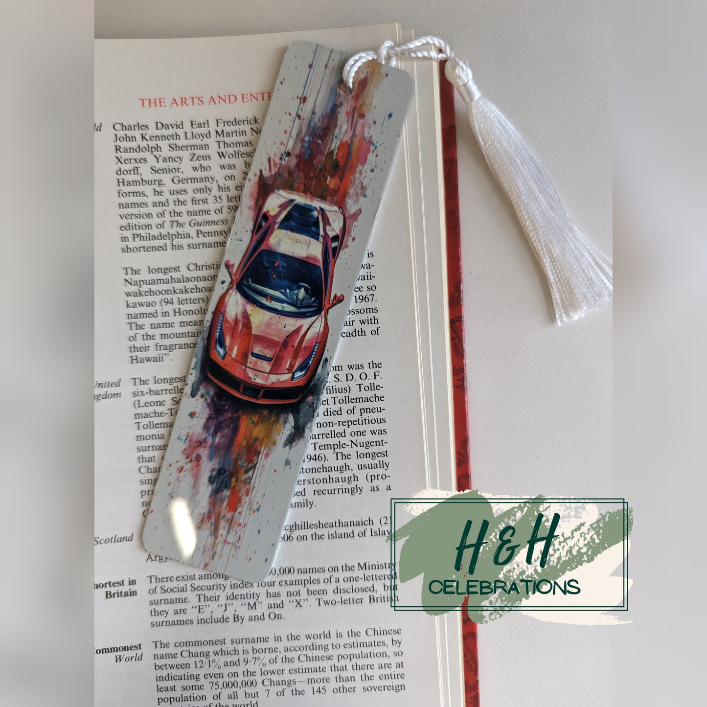 Orange Red Sports Car Bookmark