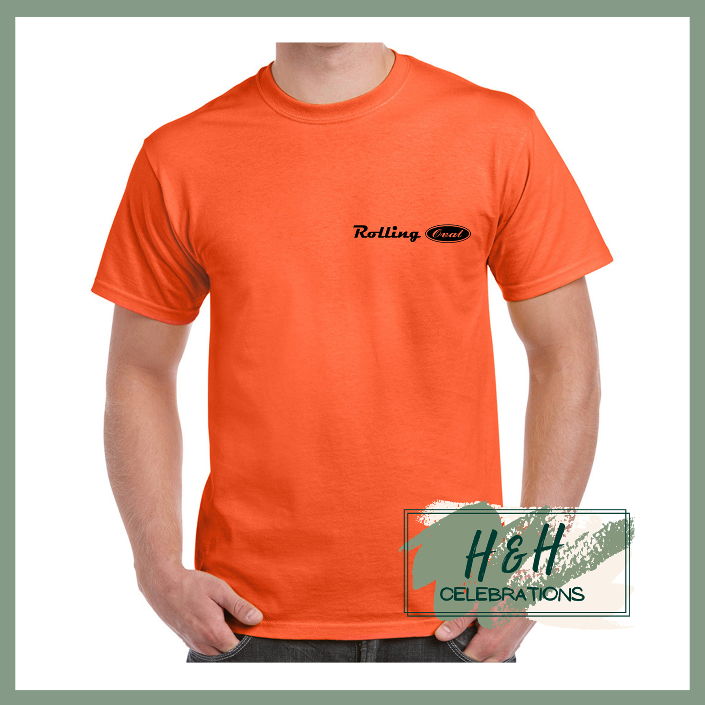 Rolling Oval T-Shirt For Adults - Orange