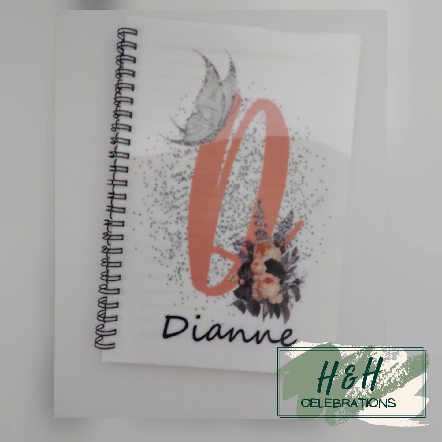 Blush Floral Initial Personalised A5 Lined Notepad