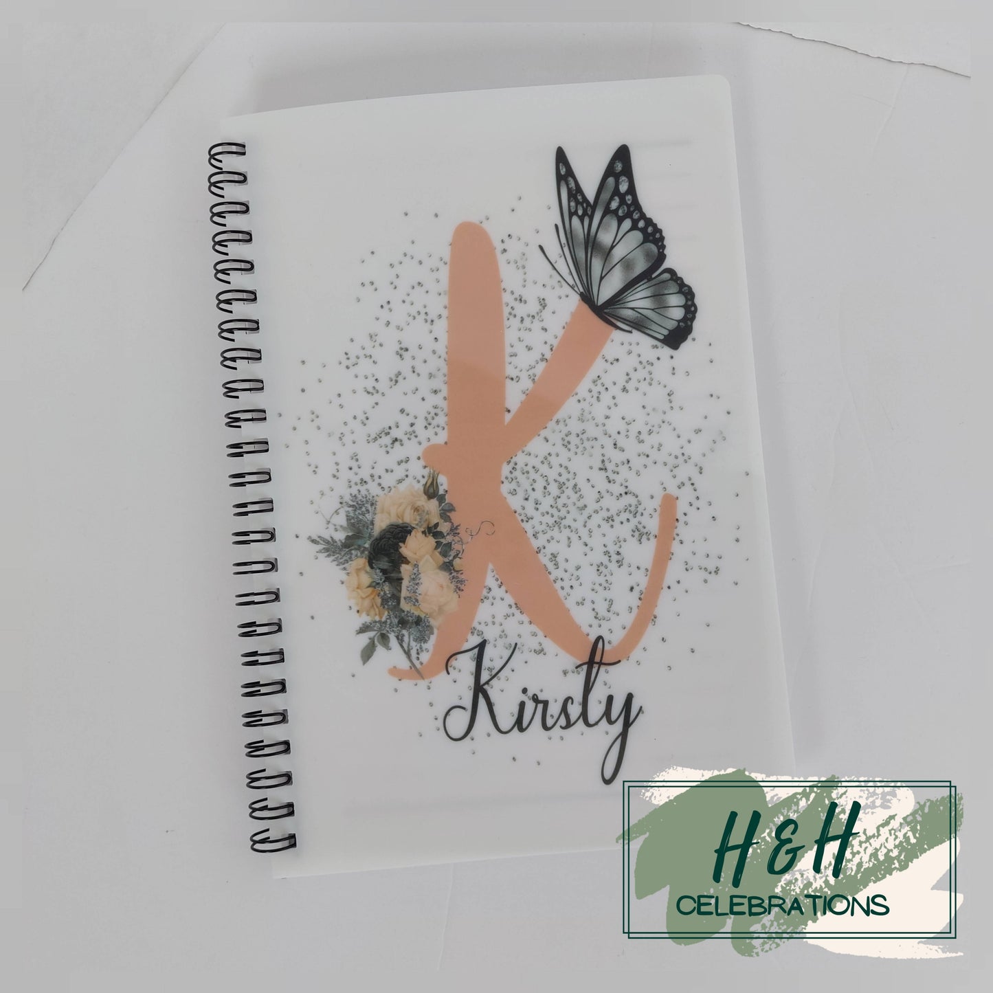 Blush Floral Initial Personalised A5 Lined Notepad