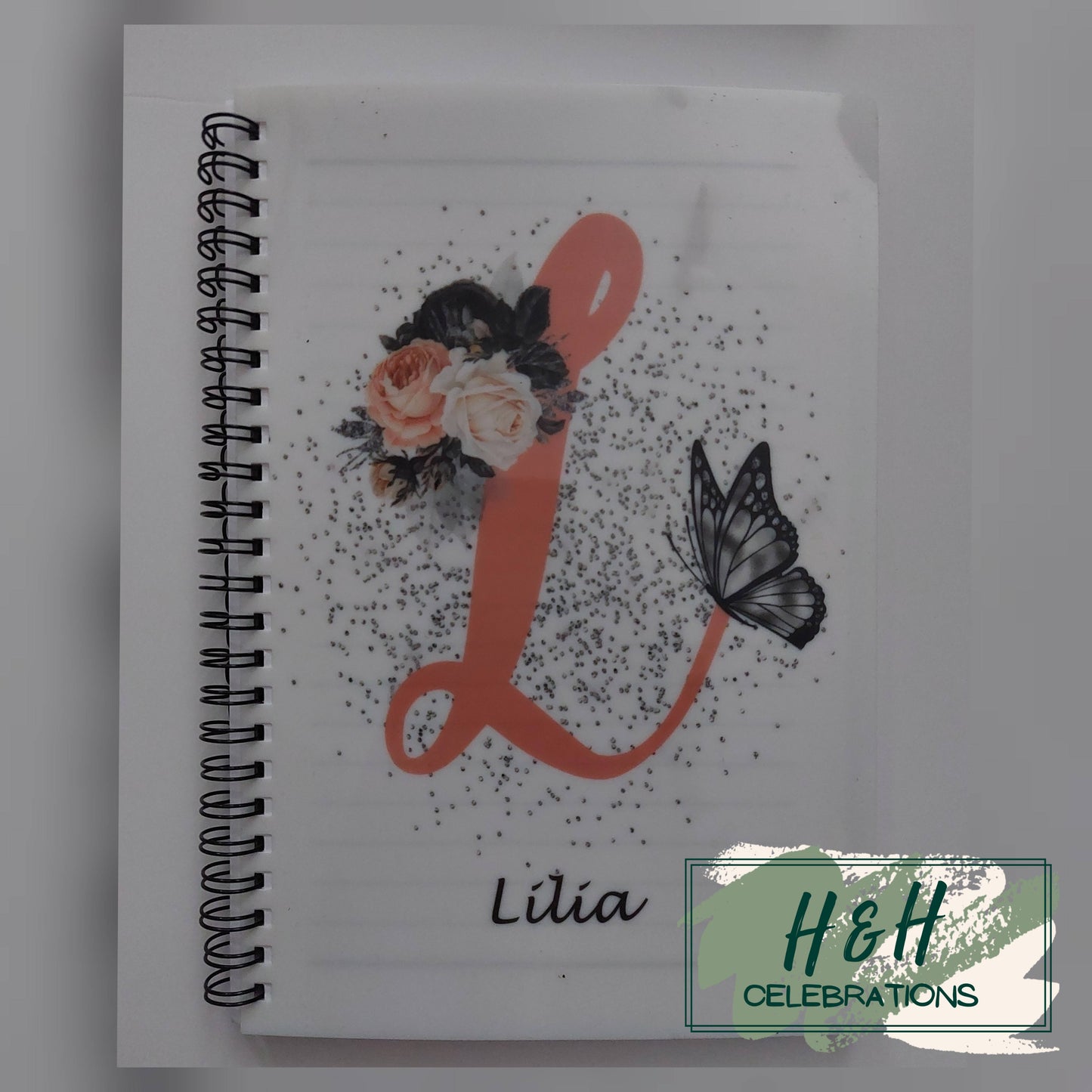 Blush Floral Initial Personalised A5 Lined Notepad