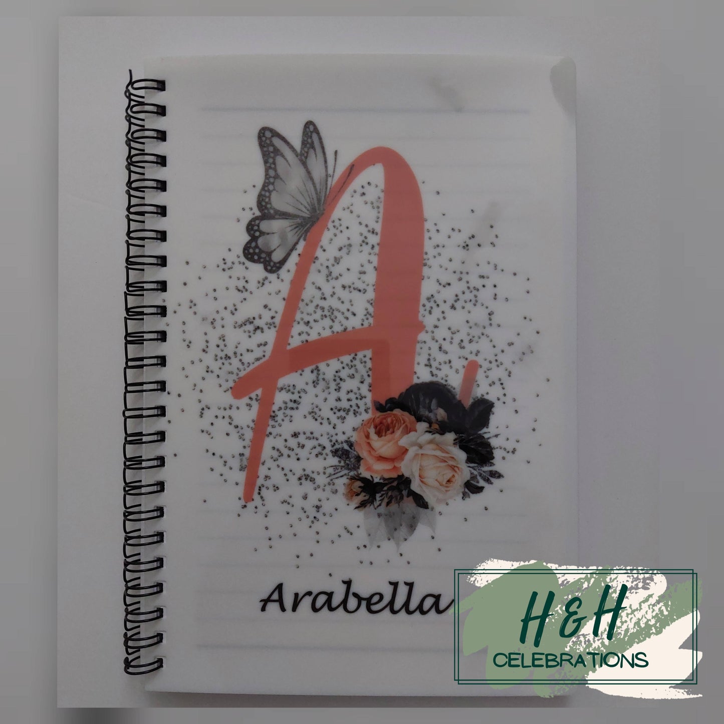 Blush Floral Initial Personalised A5 Lined Notepad