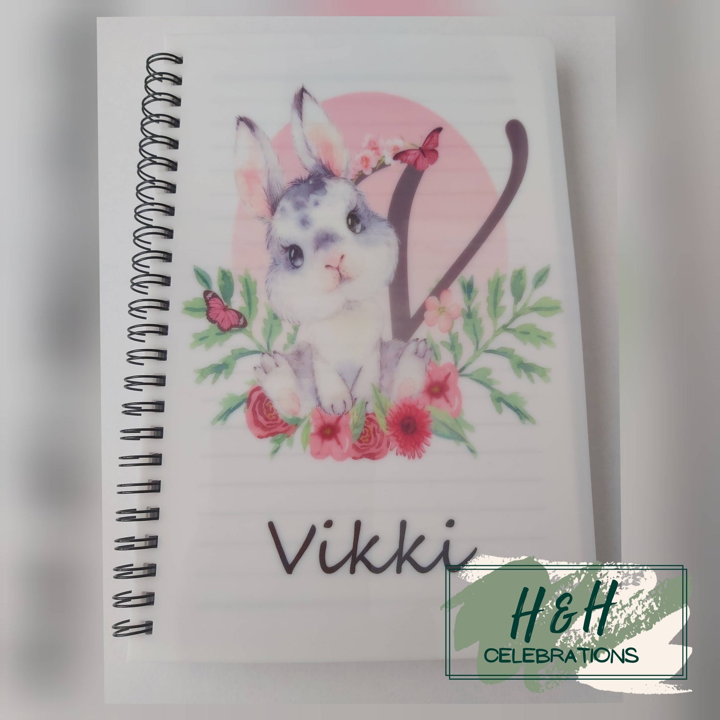 Bunny Initial Personalised A5 Lined Notepad