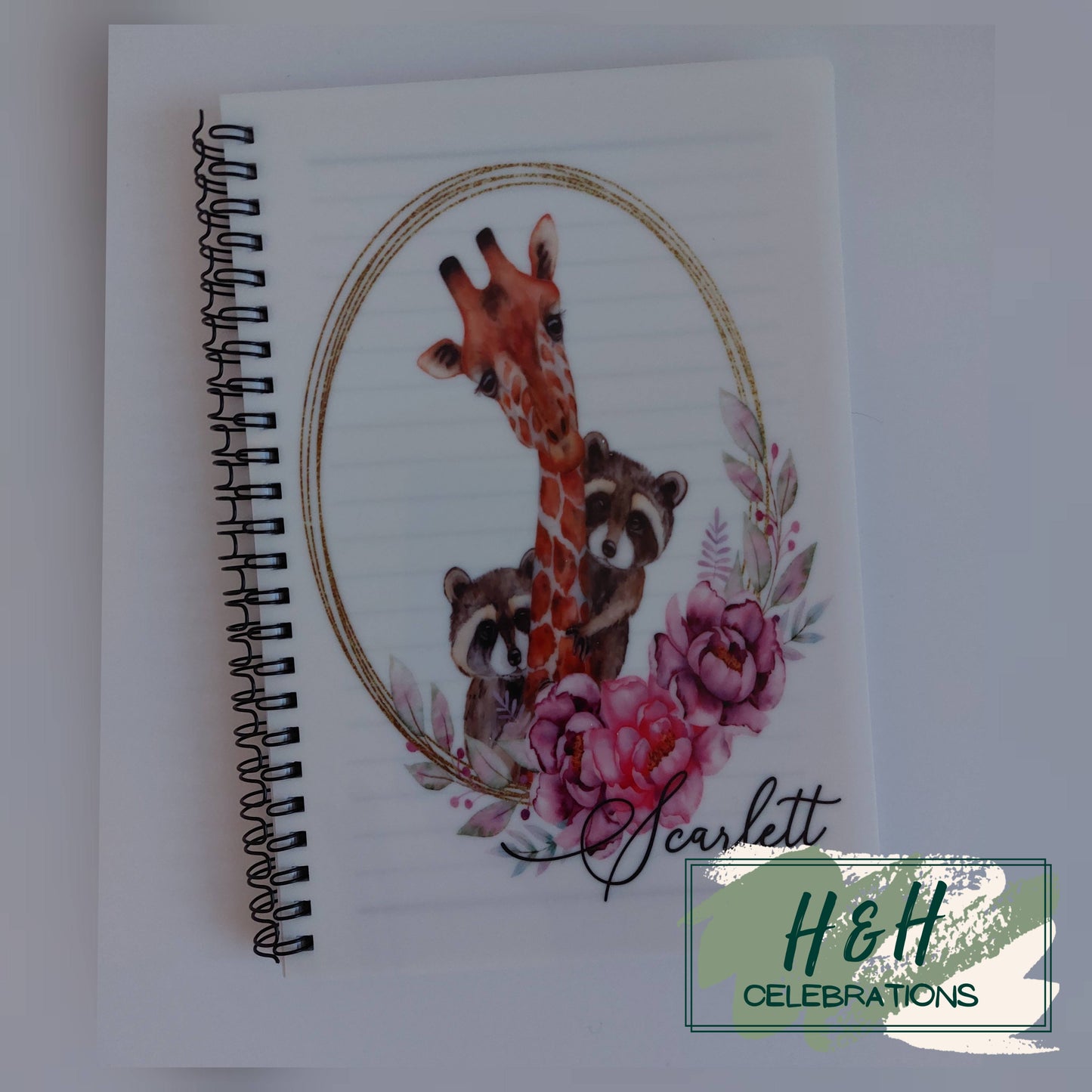 Giraffe & Friends Personalised A5 Lined Notepad