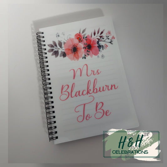 Mrs Surname To Be Floral Personalised A5 Lined Notepad