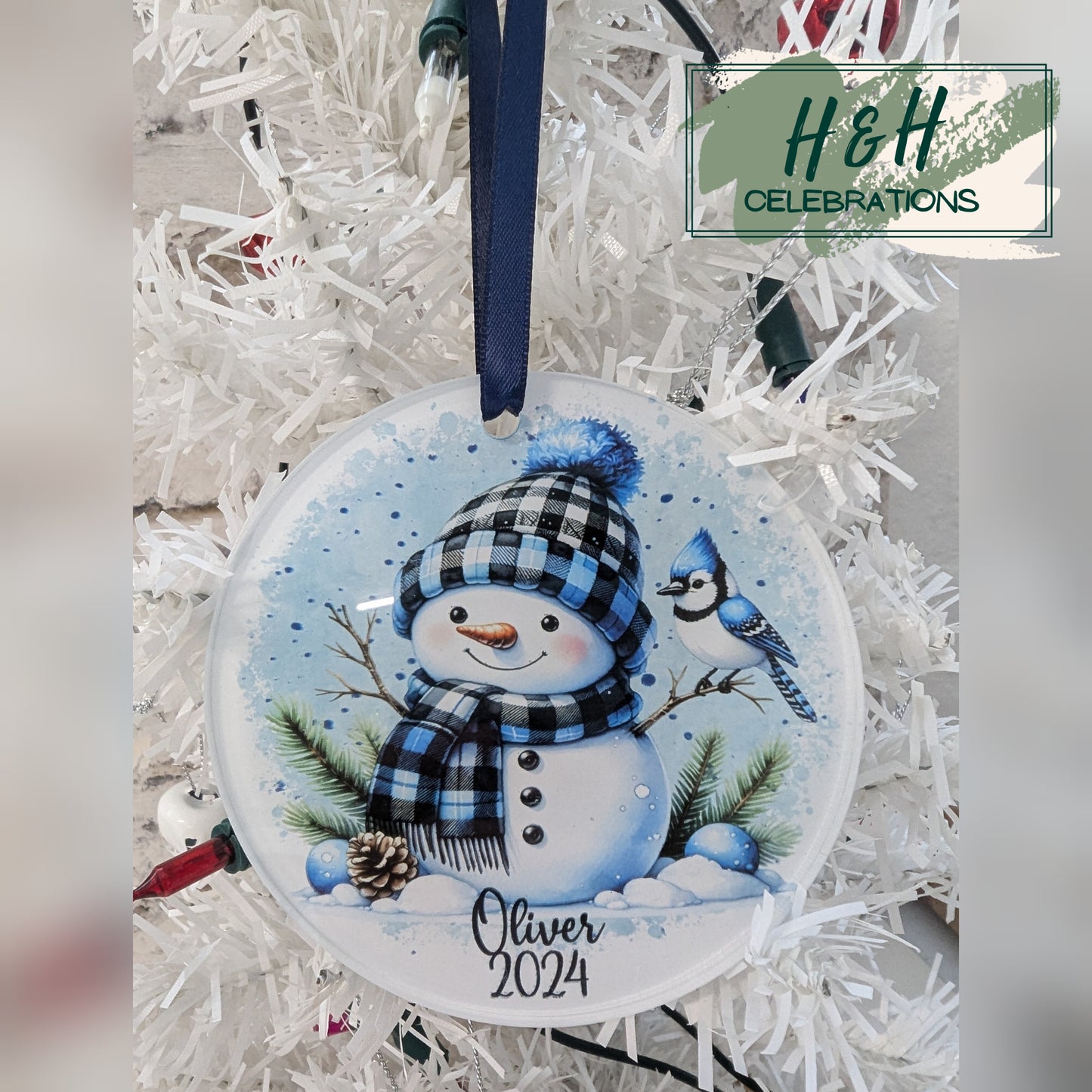 Personalised Snowman Bauble Christmas Tree Decoration
