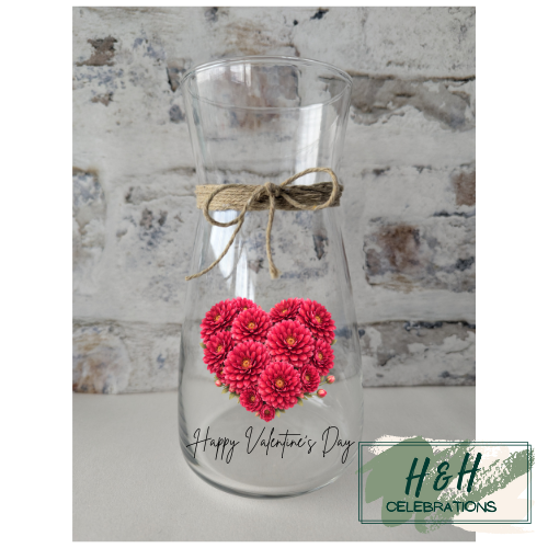 Pink Heart Floral Vase