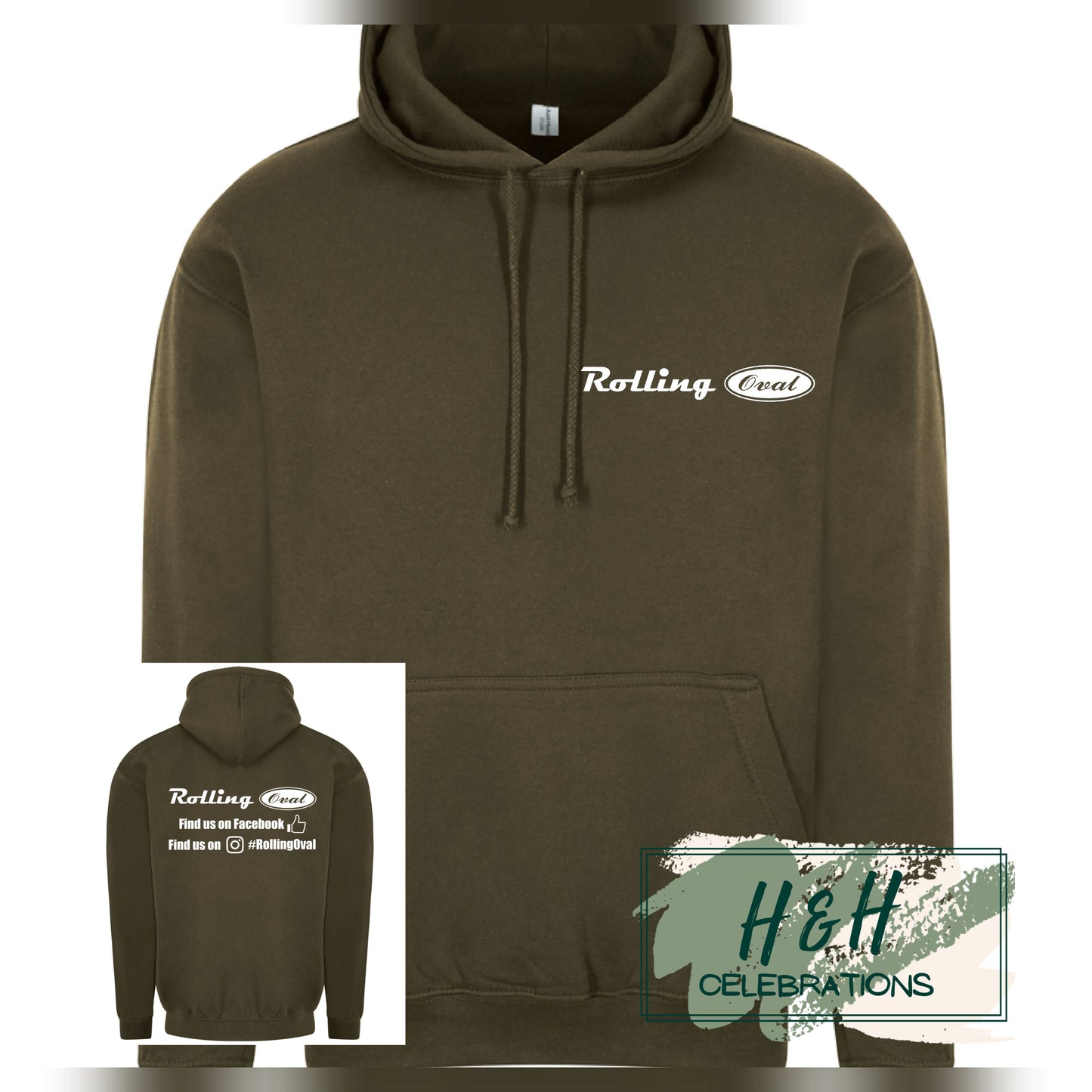 Rolling Oval Hoodie For Adults - Combat Green
