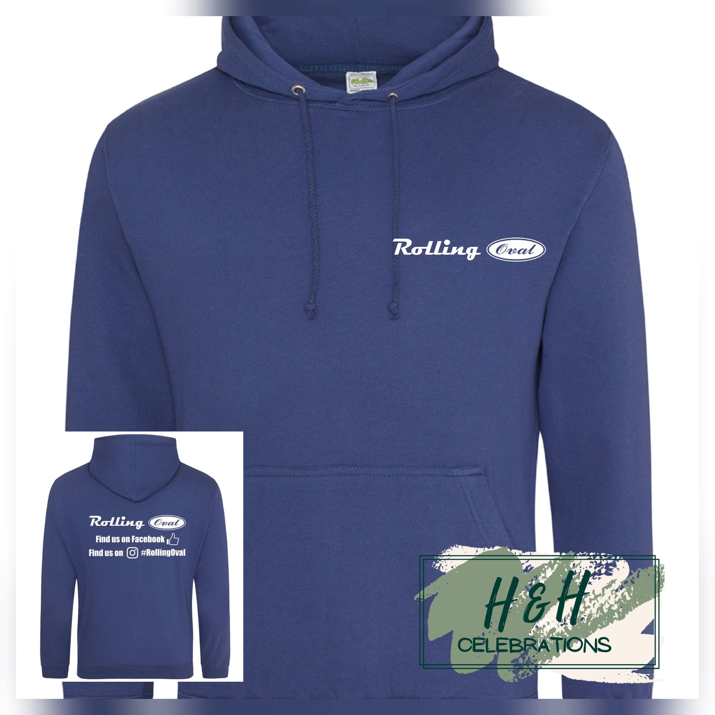 Rolling Oval Hoodie For Adults - Denim