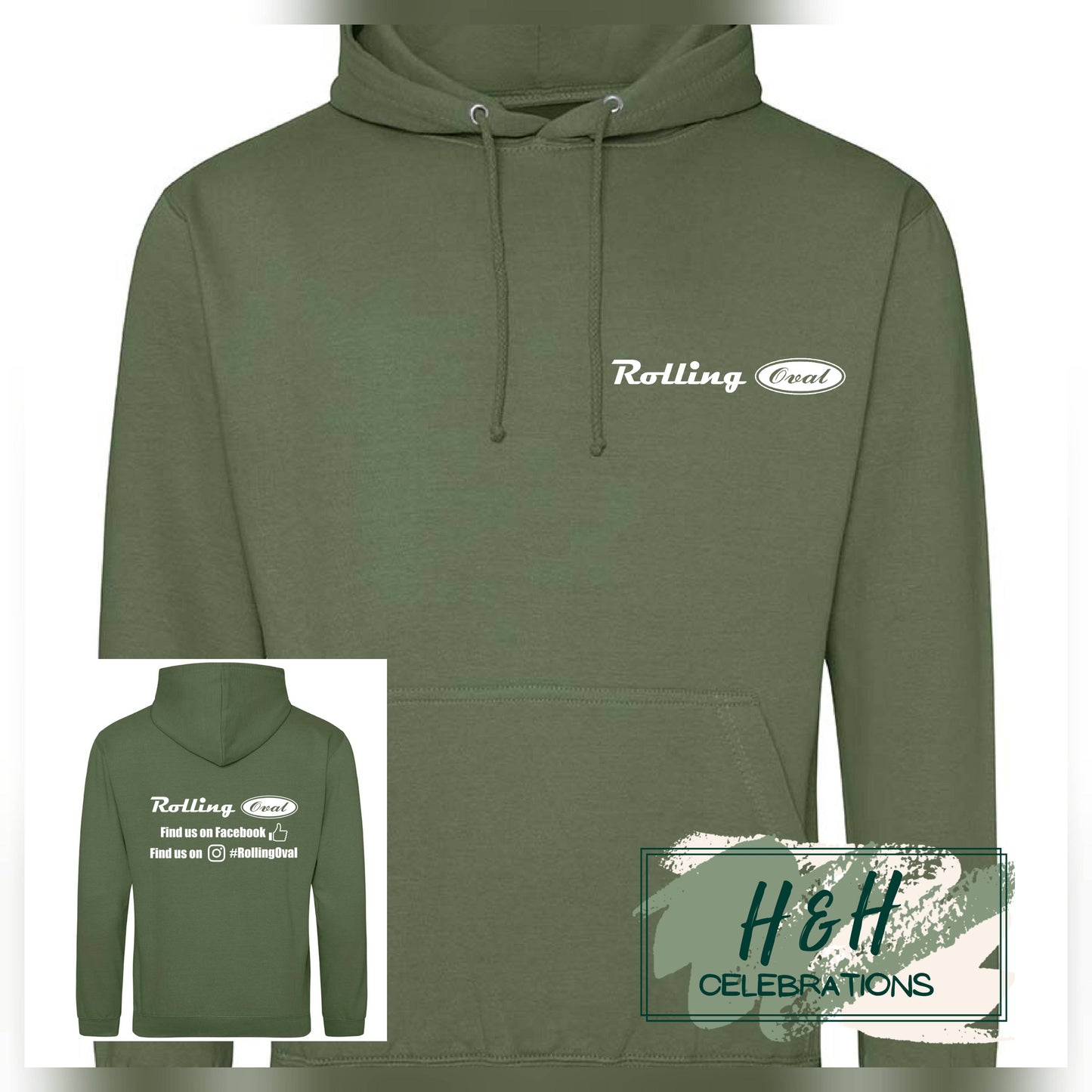Rolling Oval Hoodie For Adults - Earthy Green