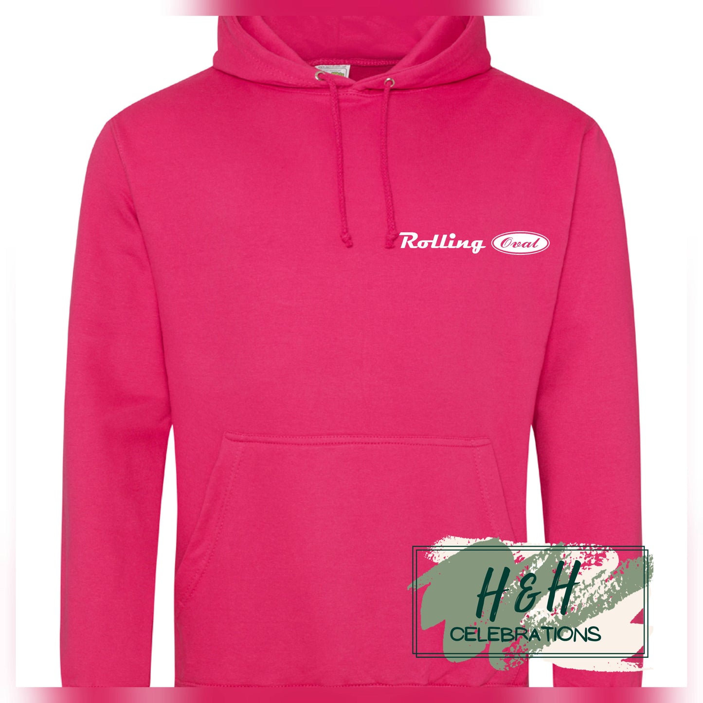Rolling Oval Hoodie For Adults - Hot Pink
