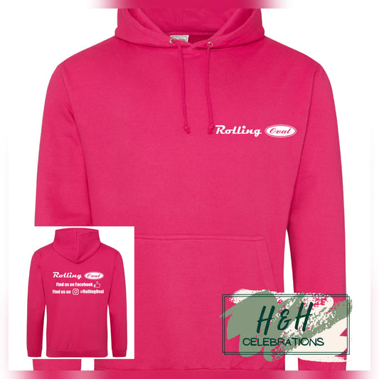 Rolling Oval Hoodie For Adults - Hot Pink