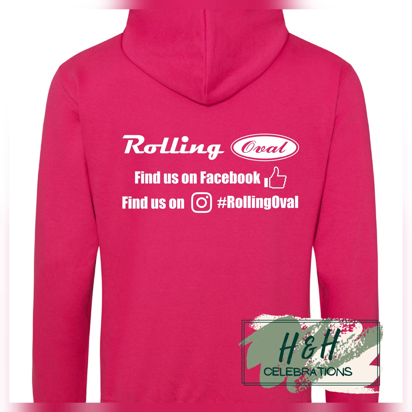 Rolling Oval Hoodie For Adults - Hot Pink